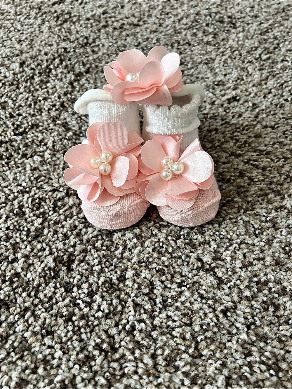 Baby Pink Floral Booties & Headband